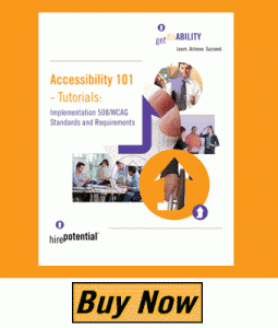 Braphic of 508 wcag implementation ebook with collage of workers who are disabled