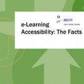 Graphic with text: e-learning accessibility The Facts with get disability logo