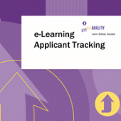 Graphic with text: e-learning applicant tracking with get disability logo